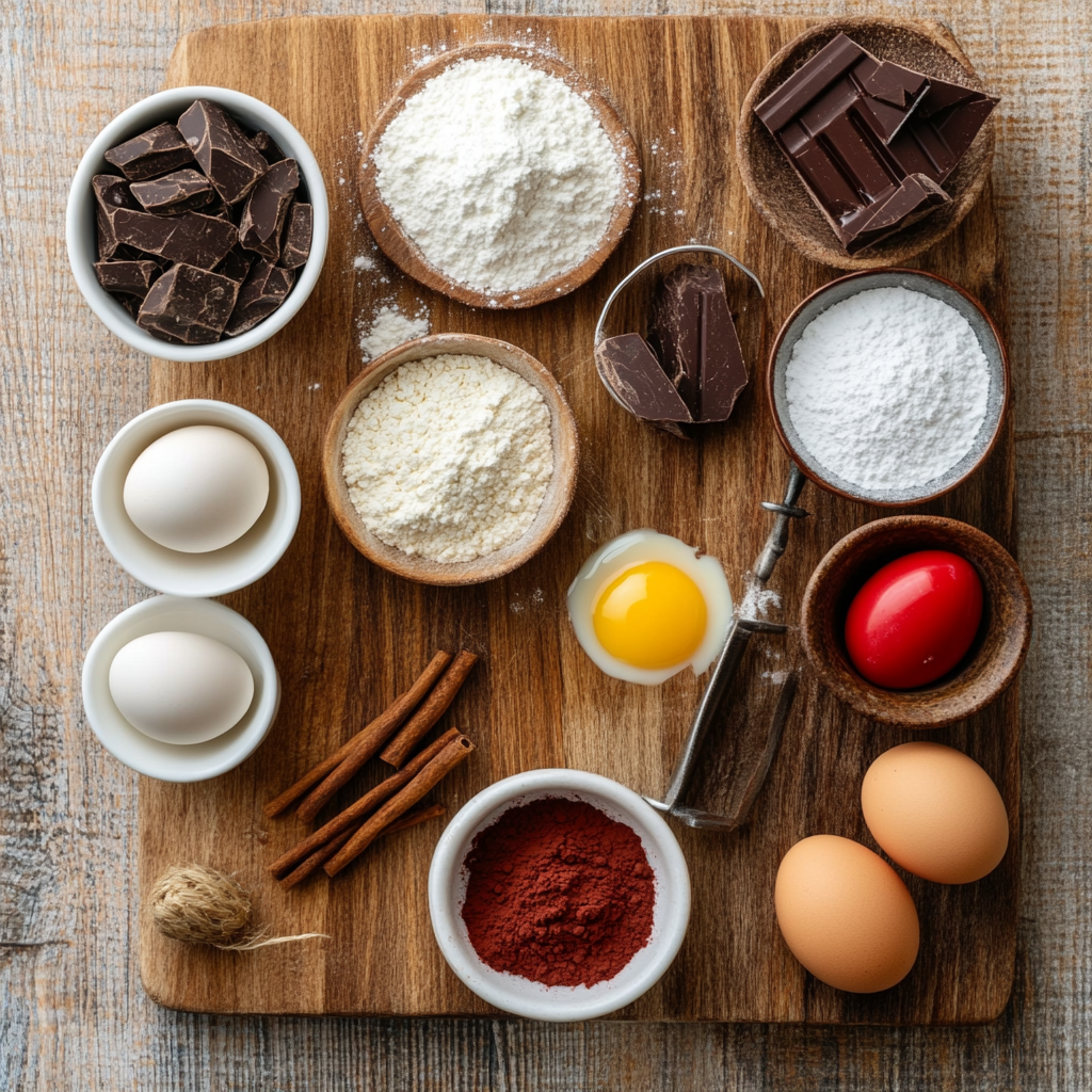 Festive Red Velvet Crinkle Cookies ingredients