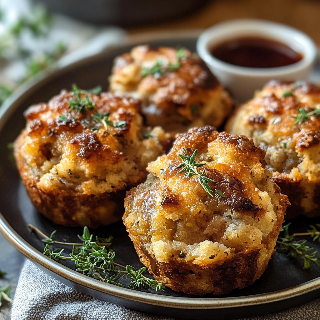 Gravy-Stuffed Stuffing Muffins