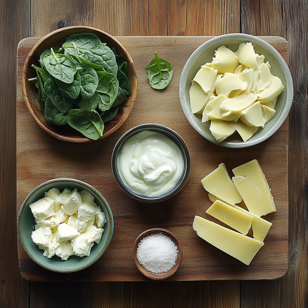 Healthy Spinach Artichoke Dip ingredients