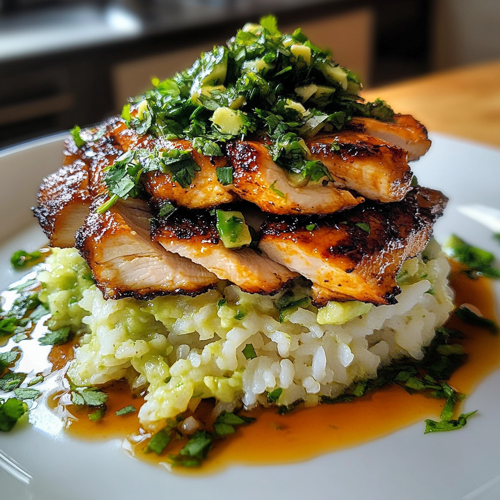 Honey Lime Chicken & Avocado Rice Stack