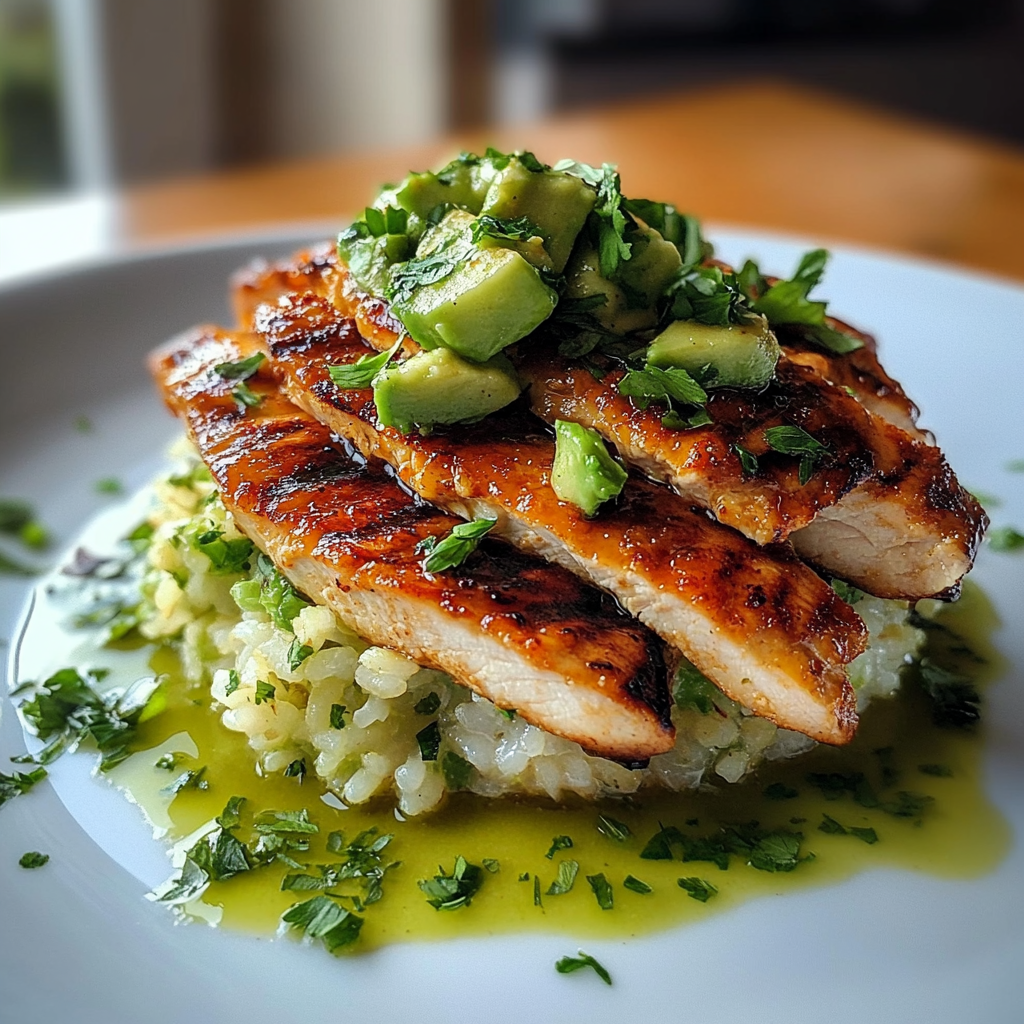 Honey Lime Chicken & Avocado Rice Stack