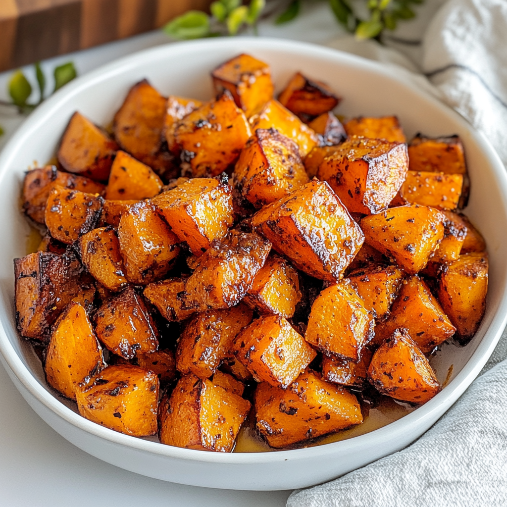 Maple Glazed Roasted Sweet Potatoes: