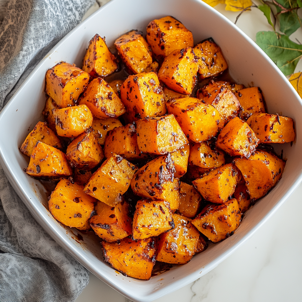 Maple Glazed Roasted Sweet Potatoes: