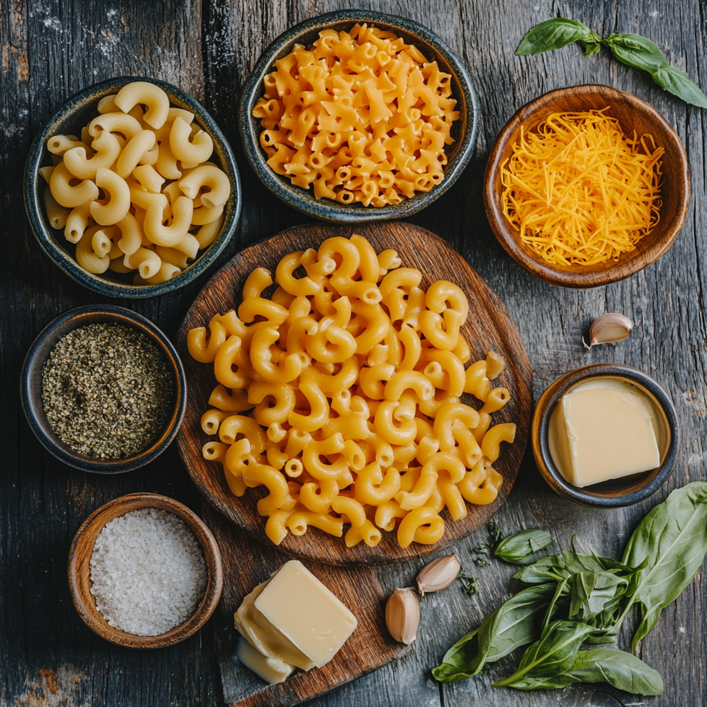 One Pot Mac and Cheese ingredients