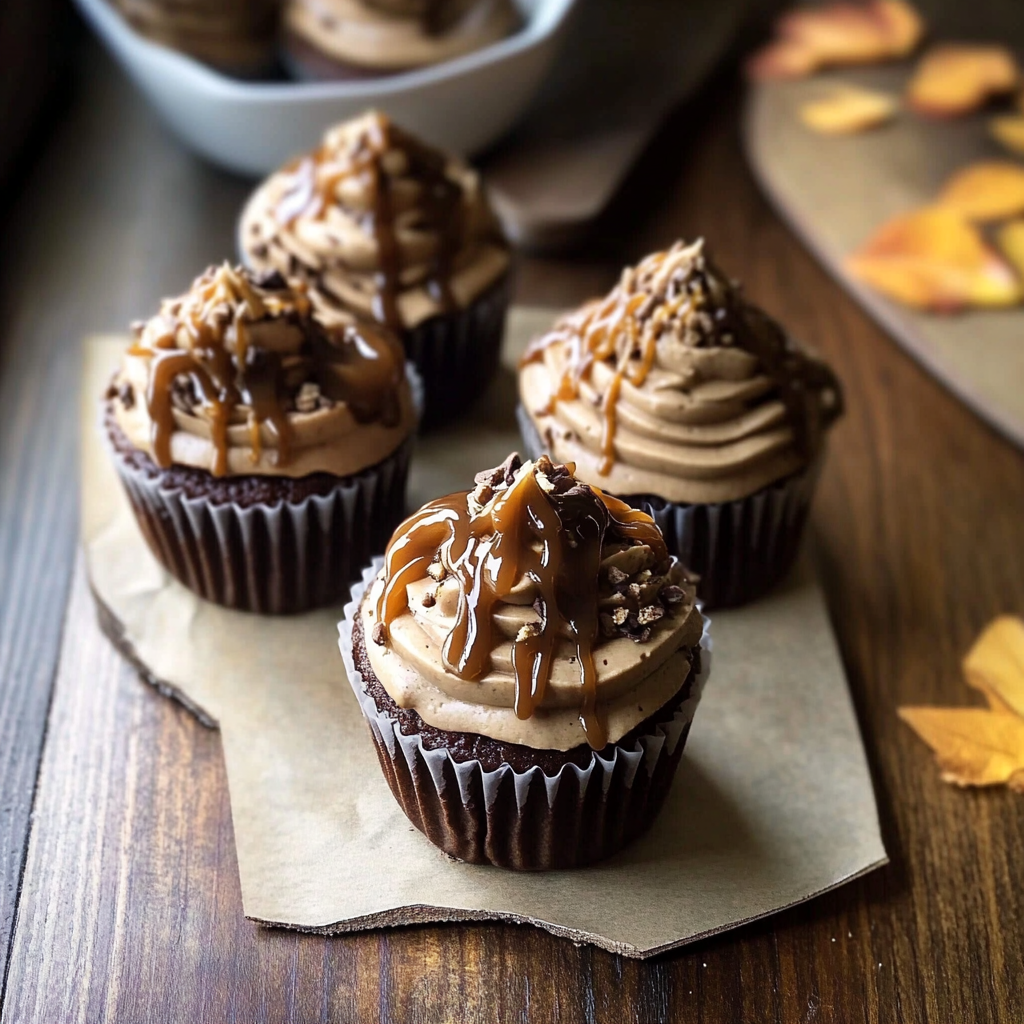 Pumpkin Espresso Cupcakes with Salted Caramel