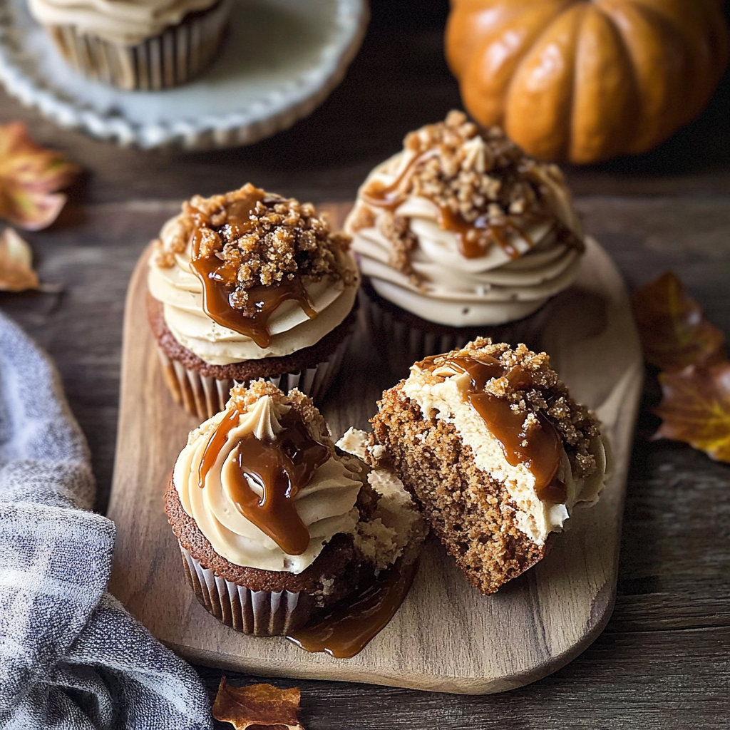 Pumpkin Espresso Cupcakes with Salted Caramel