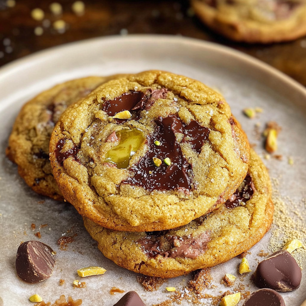 Salted Pistachio Chocolate Chunk Cookies