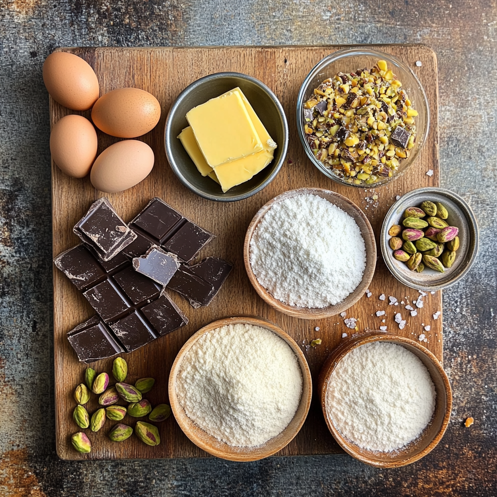 Salted Pistachio Chocolate Chunk Cookies ingredients