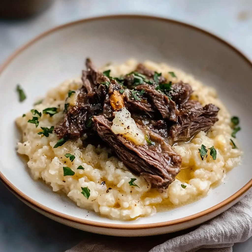Slow‑Braised Pot Roast with Creamy Parmesan Risotto
