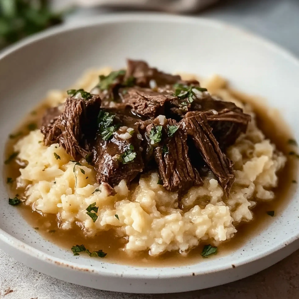 Slow‑Braised Pot Roast with Creamy Parmesan Risotto