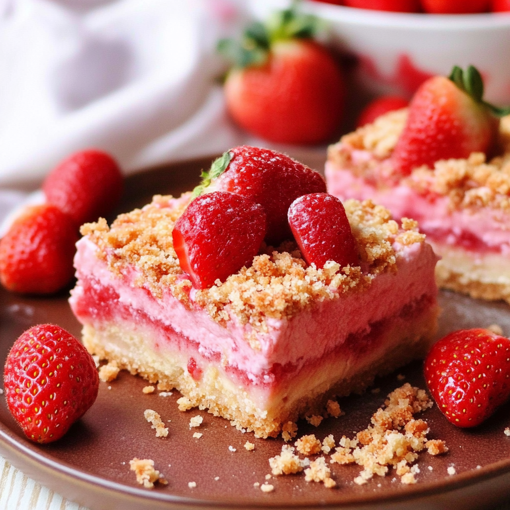 Strawberry Shortcake Cheesecake Bars