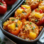 Teriyaki Pineapple Chicken Rice Stuffed Peppers