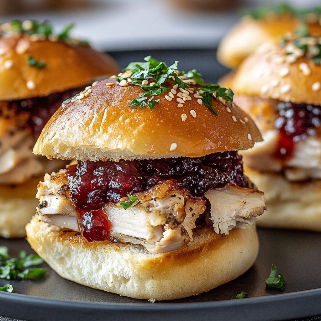 Thanksgiving Leftover Turkey Cranberry Sliders