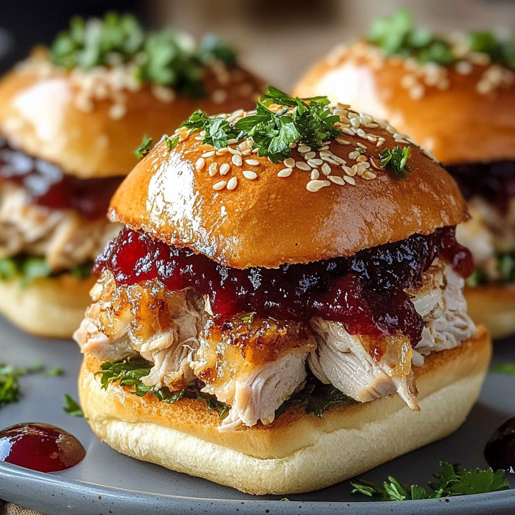 Thanksgiving Leftover Turkey Cranberry Sliders