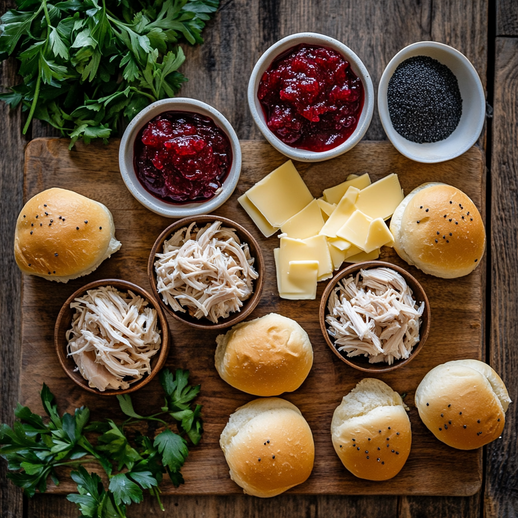 Thanksgiving Leftover Turkey Cranberry Sliders ingredients
