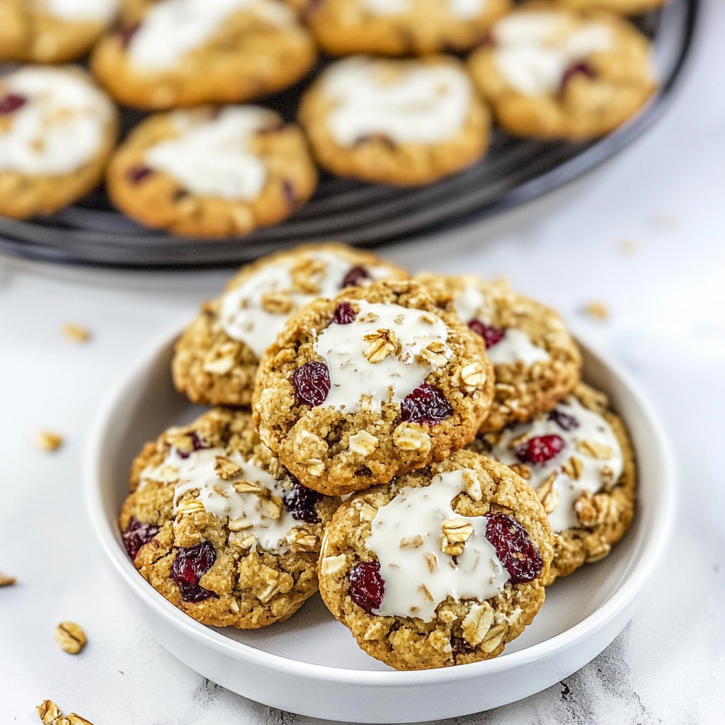 White Chocolate Dipped Cranberry Oatmeal Cookies