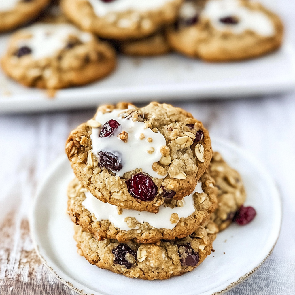 White Chocolate Dipped Cranberry Oatmeal Cookies