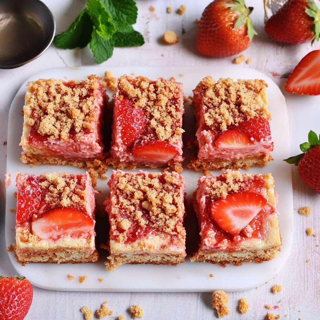 Strawberry Shortcake Cheesecake Bars