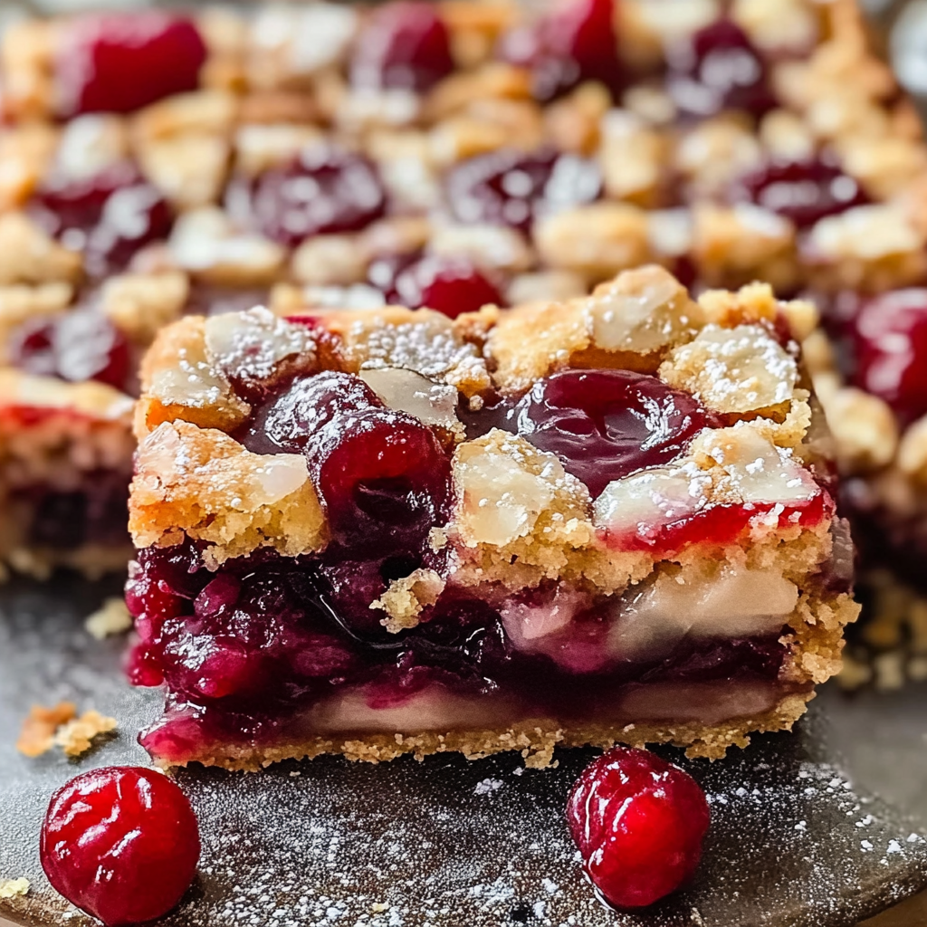 Cherry Pie Bars with Lemon Glaze