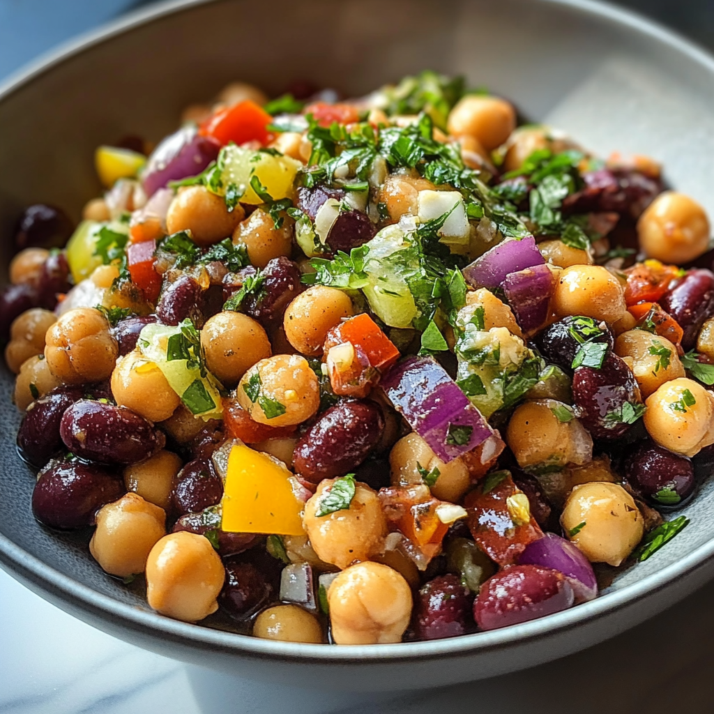 Chickpeas black beans salad