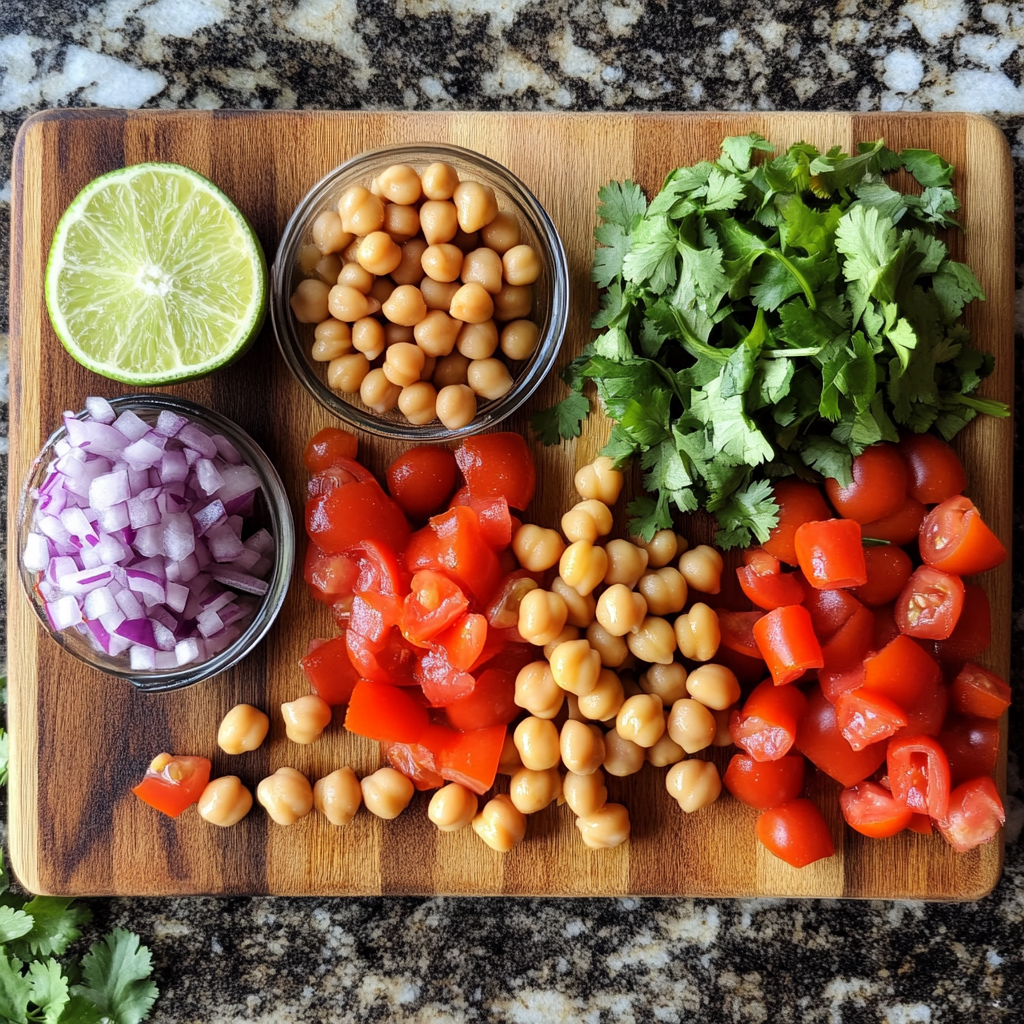 Chickpeas black beans salad ingredients