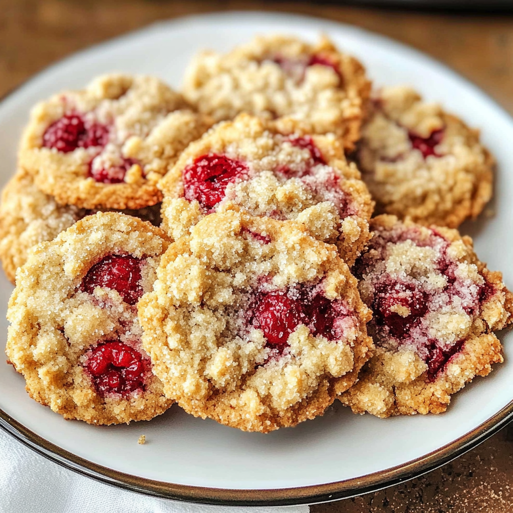 Christmas Buttery Raspberry Crumble Cookies