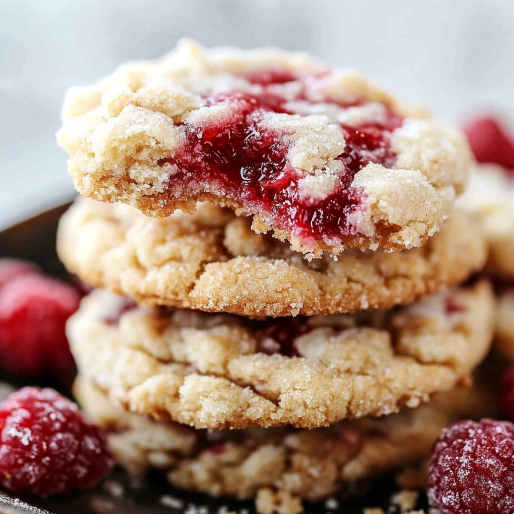Christmas Buttery Raspberry Crumble Cookies
