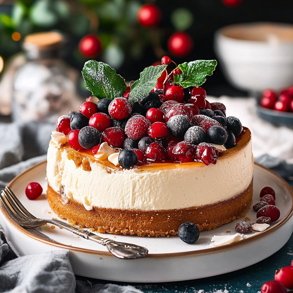 Christmas Chai-Spiced White Chocolate Cheesecake