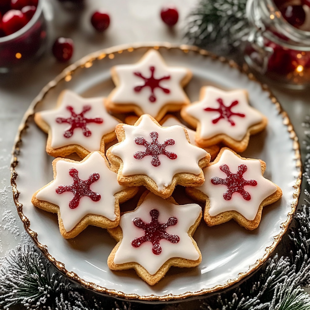 Christmas Cherry Almond Linzer Cookies