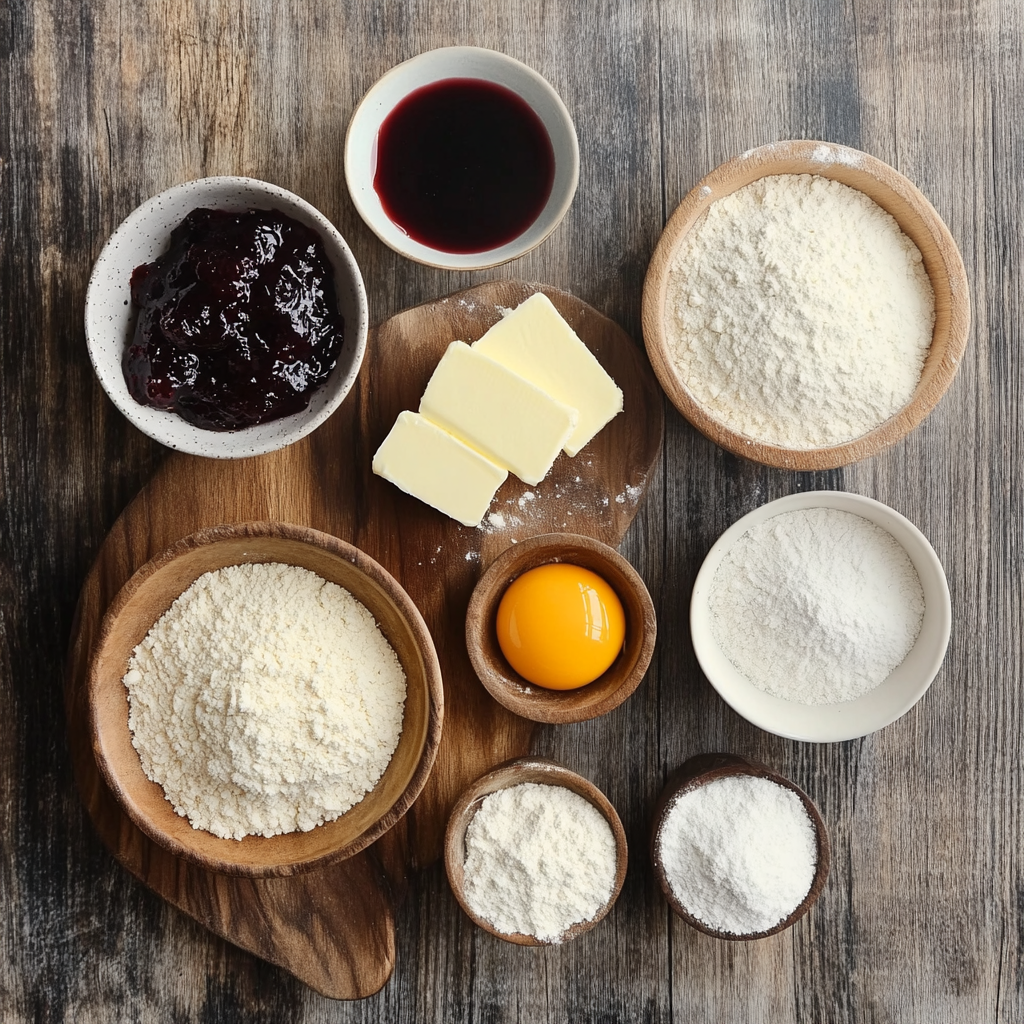 Christmas Cherry Almond Linzer Cookies ingredients