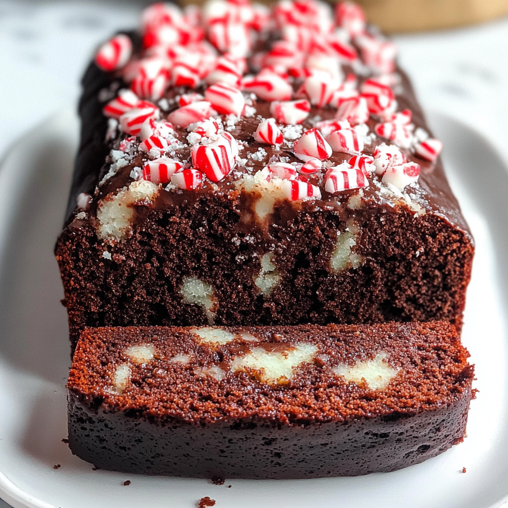Christmas Chocolate Peppermint Bread Loaf