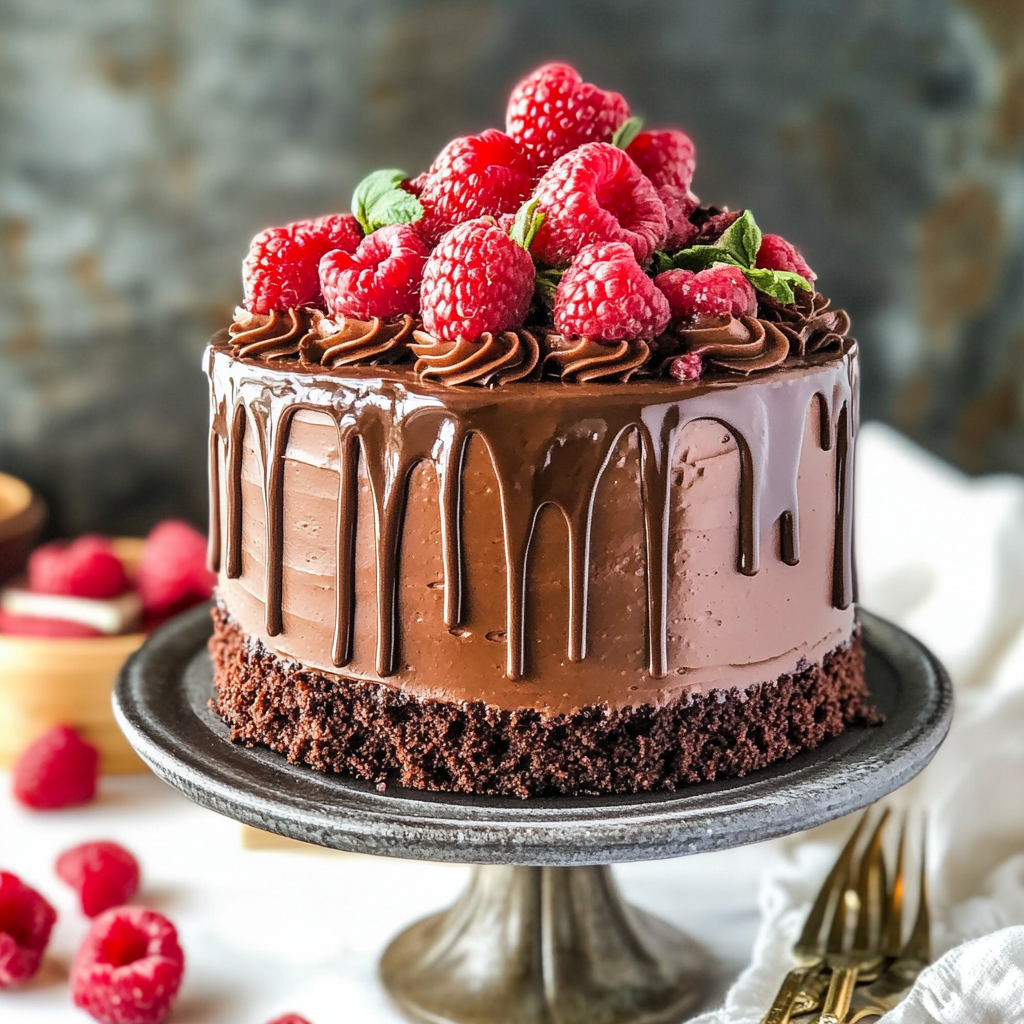 Christmas Chocolate Raspberry Layer Cake