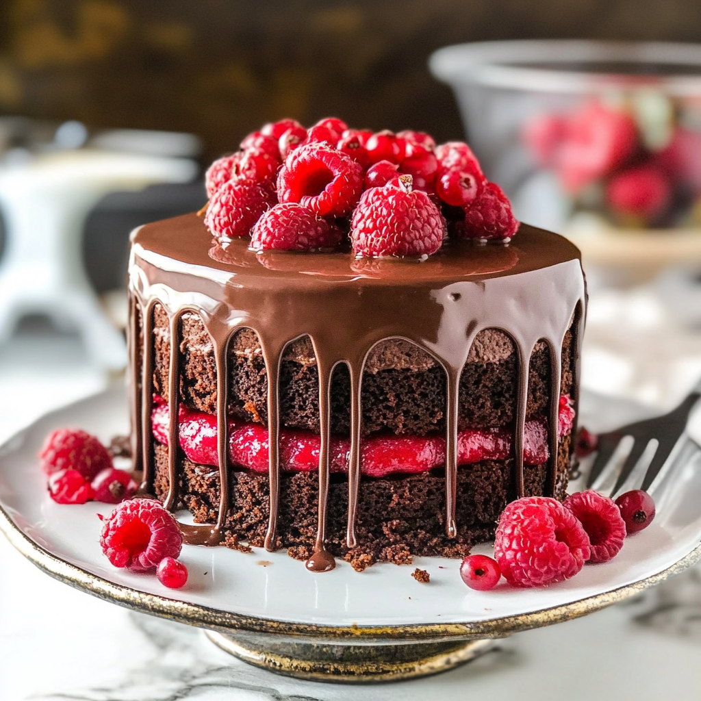 Christmas Chocolate Raspberry Layer Cake