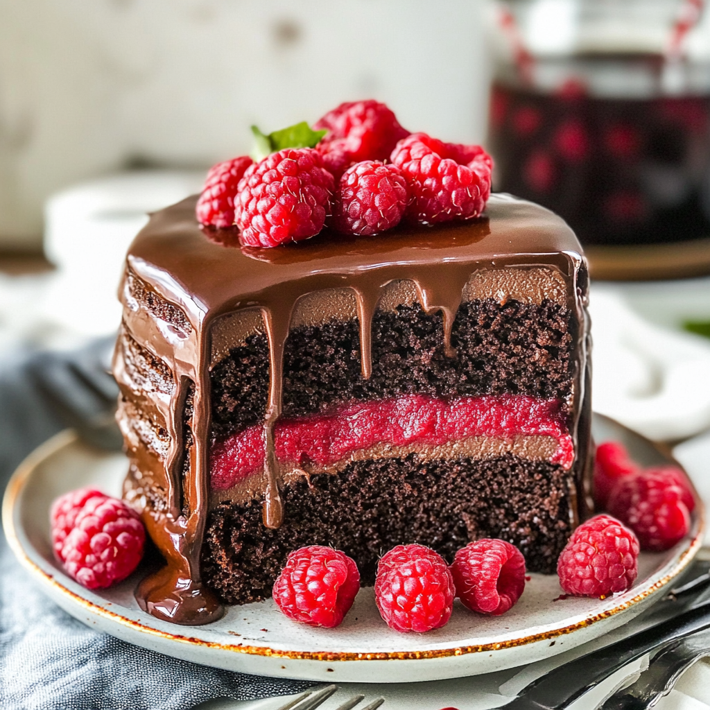 Christmas Chocolate Raspberry Layer Cake