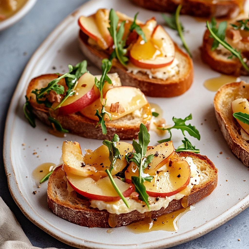 Christmas Festive Apple and Brie Crostini with Hot Honey