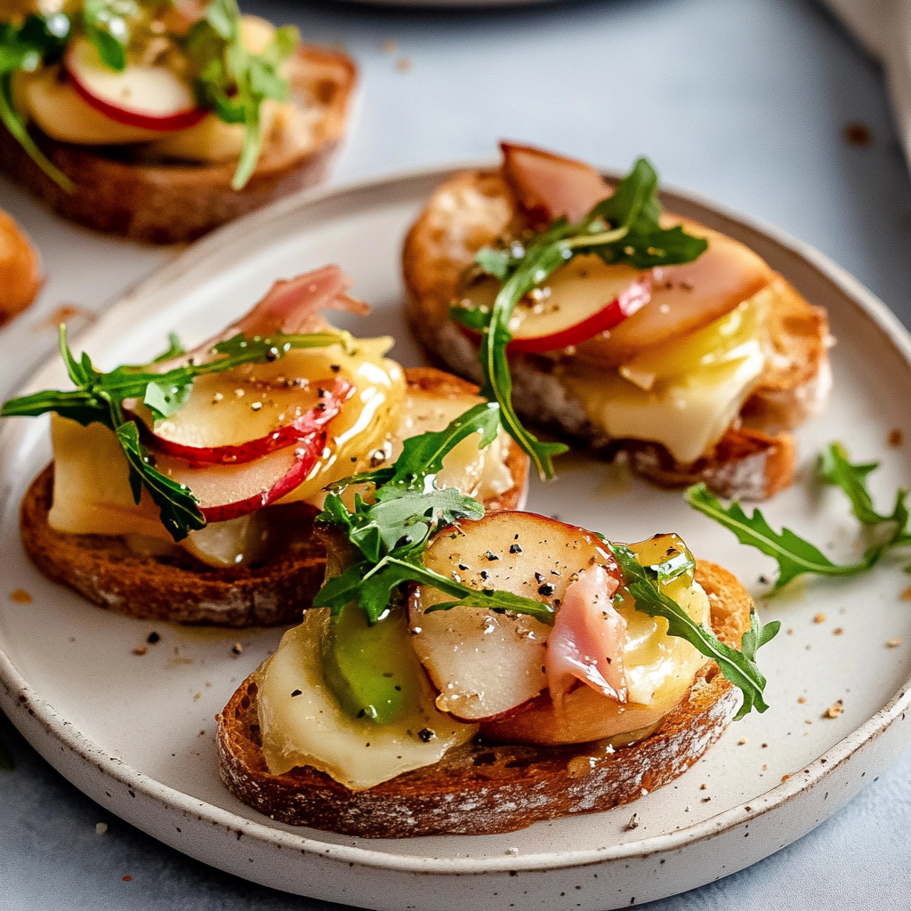 Christmas Festive Apple and Brie Crostini with Hot Honey