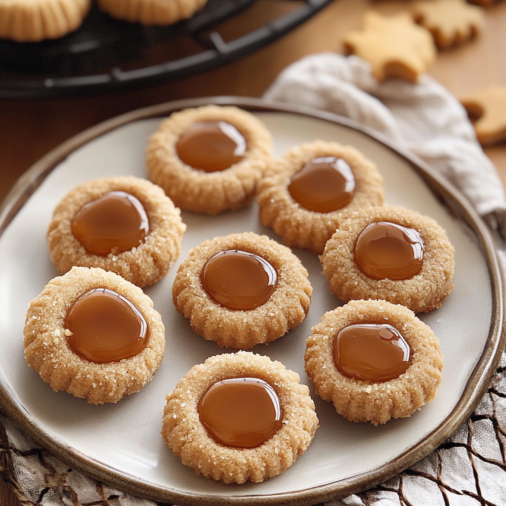 Christmas Gingerbread Thumbprint Cookies