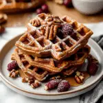 Christmas Gingerbread Waffles with Maple Pecan