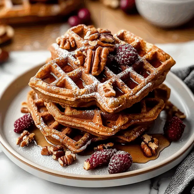 Christmas Gingerbread Waffles with Maple Pecan