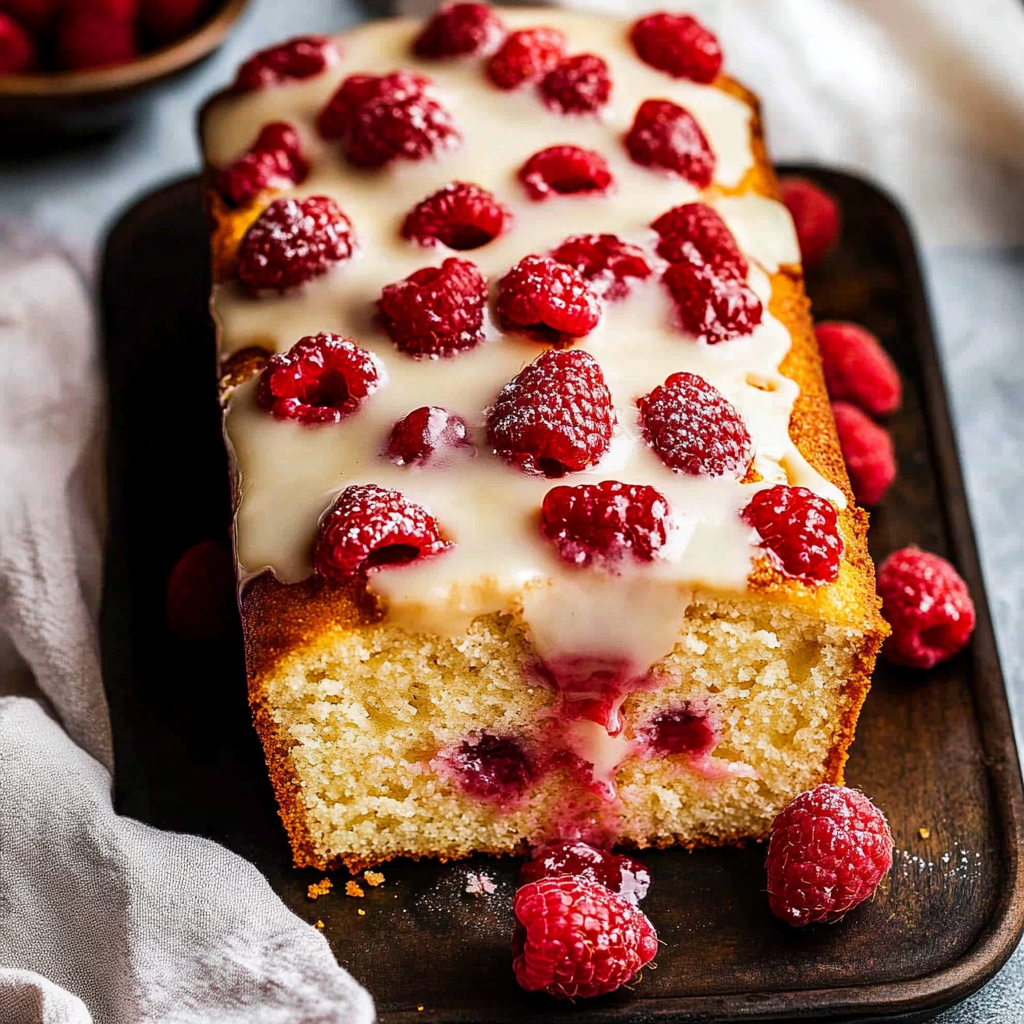 Christmas Glazed White Chocolate Raspberry Loaf