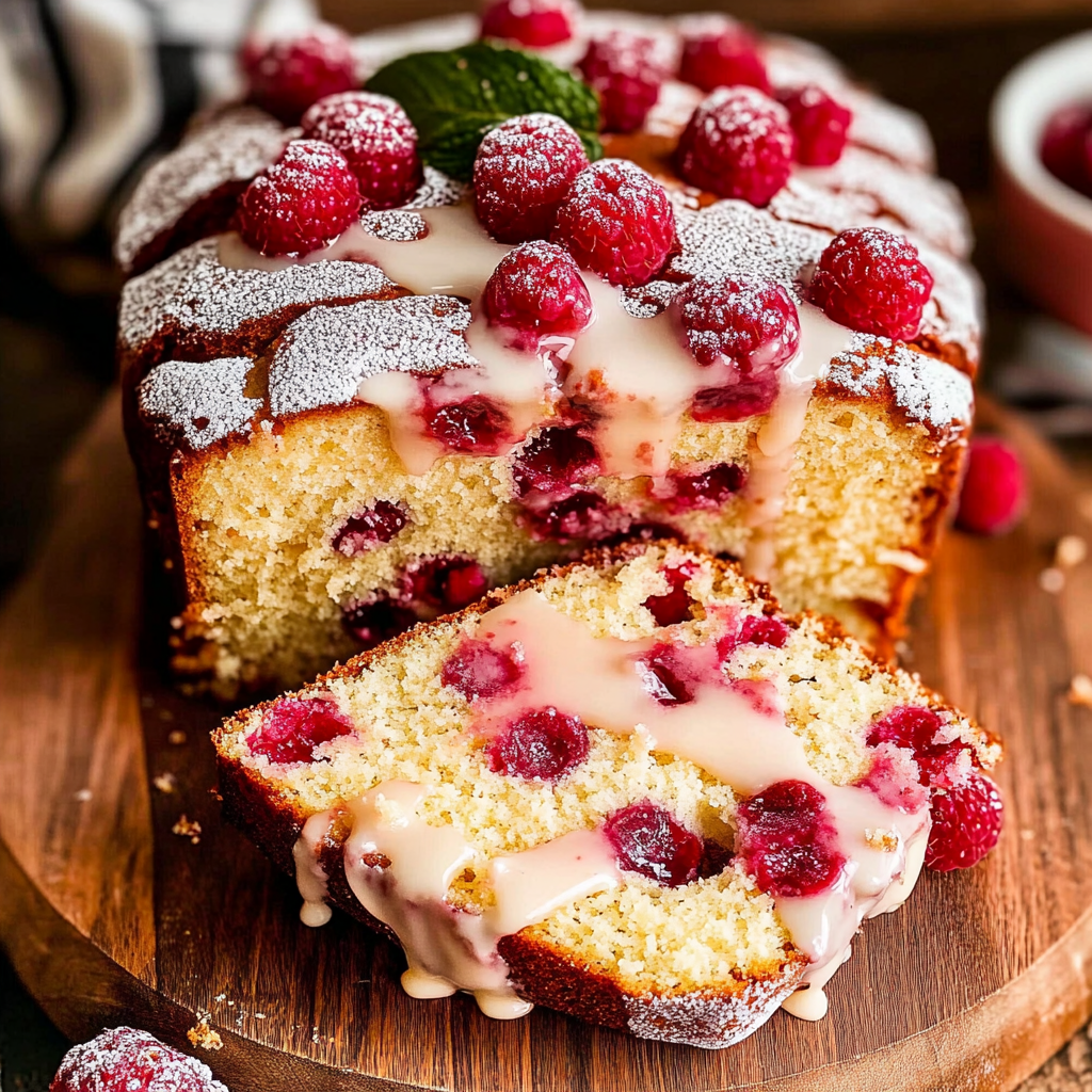 Christmas Glazed White Chocolate Raspberry Loaf