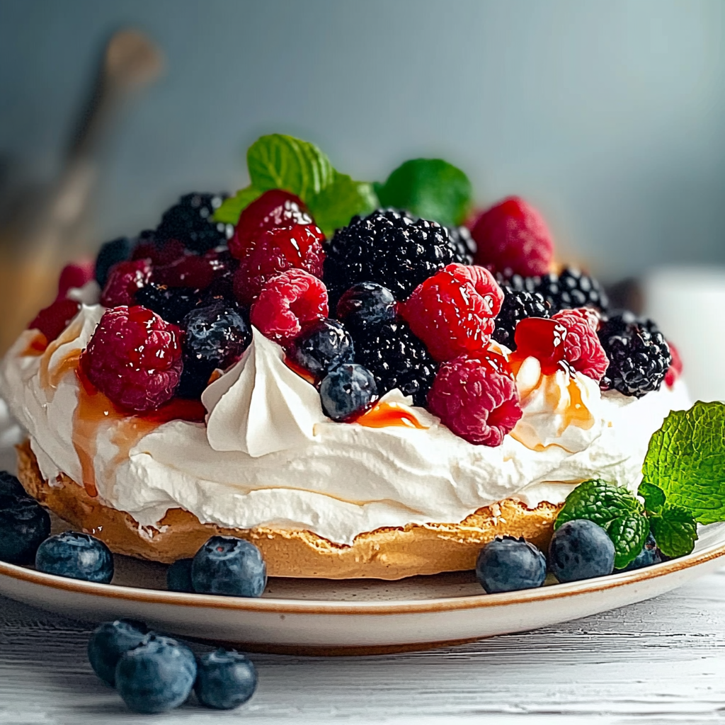 Christmas Holiday Pavlova with Berries