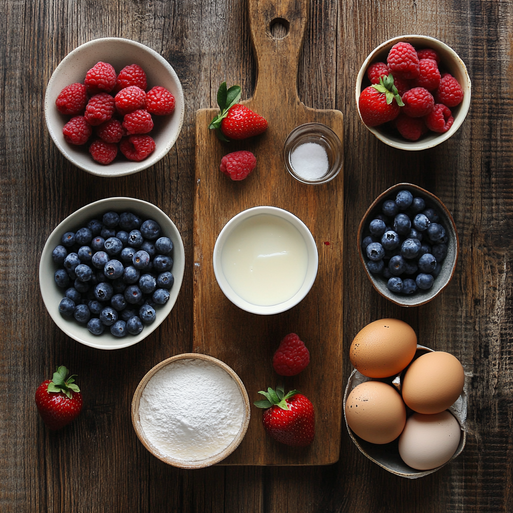 Christmas Holiday Pavlova with Berries ingredients