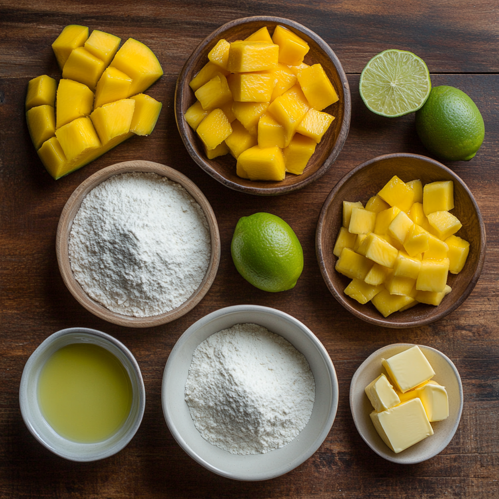 Christmas Mango Bars with Lime Glaze ingredients
