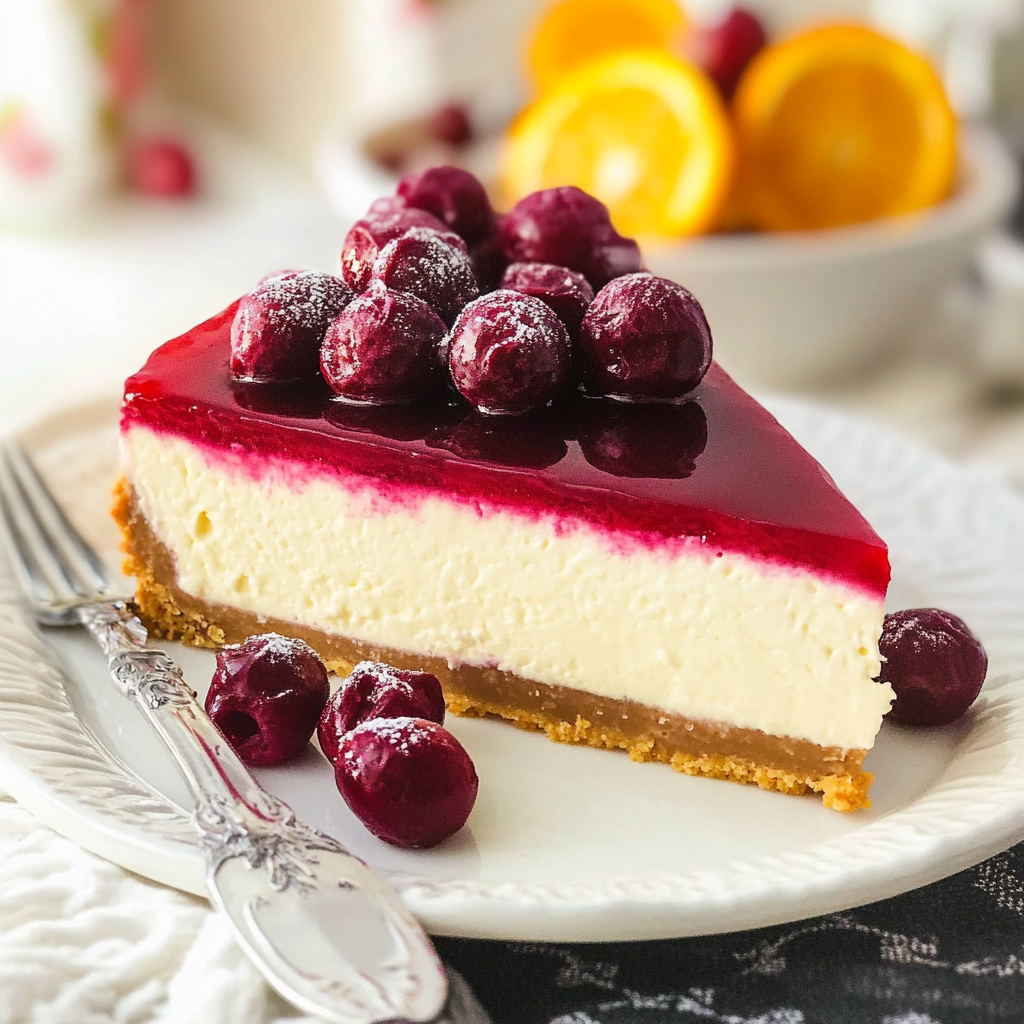 Christmas No Bake Cranberry Orange Cheesecake