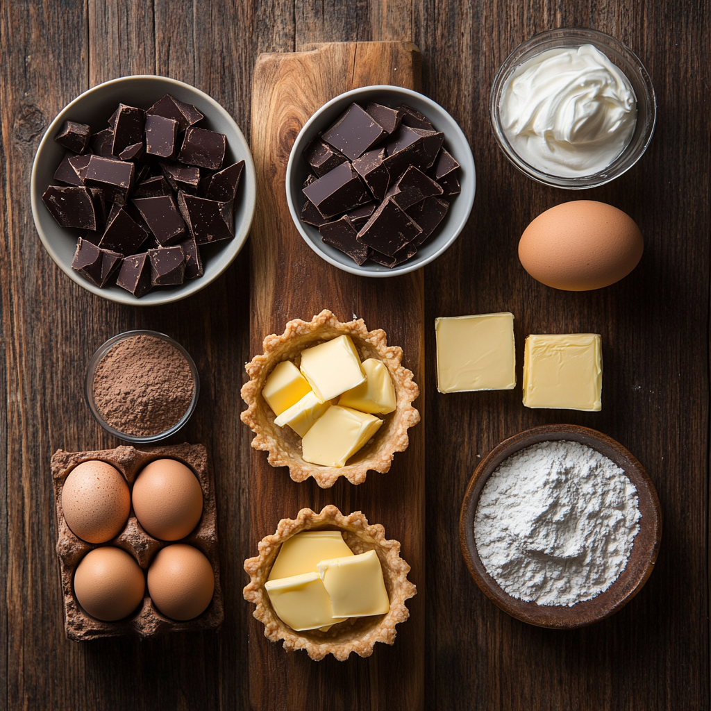 Christmas Spiked Dark Chocolate Ganache Tarts ingredients