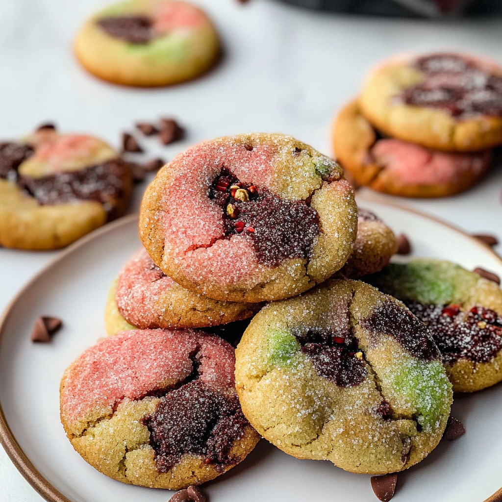 Christmas Spumoni Cookies (Cherry, Pistachio, Chocolate)