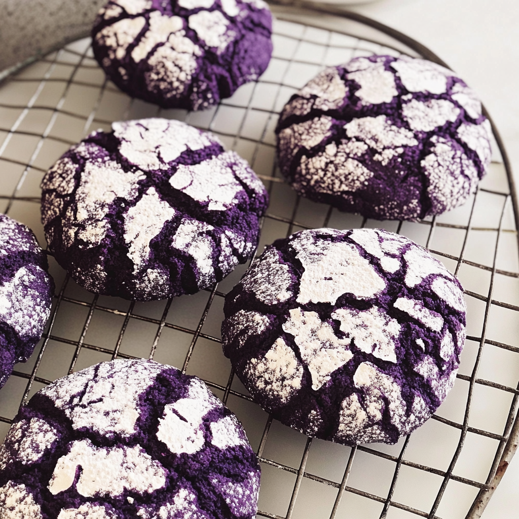 Christmas Ube Crinkle Cookies