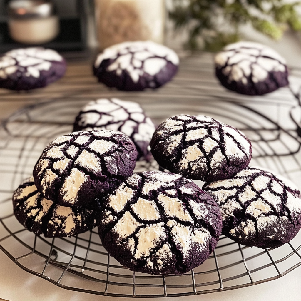 Christmas Ube Crinkle Cookies
