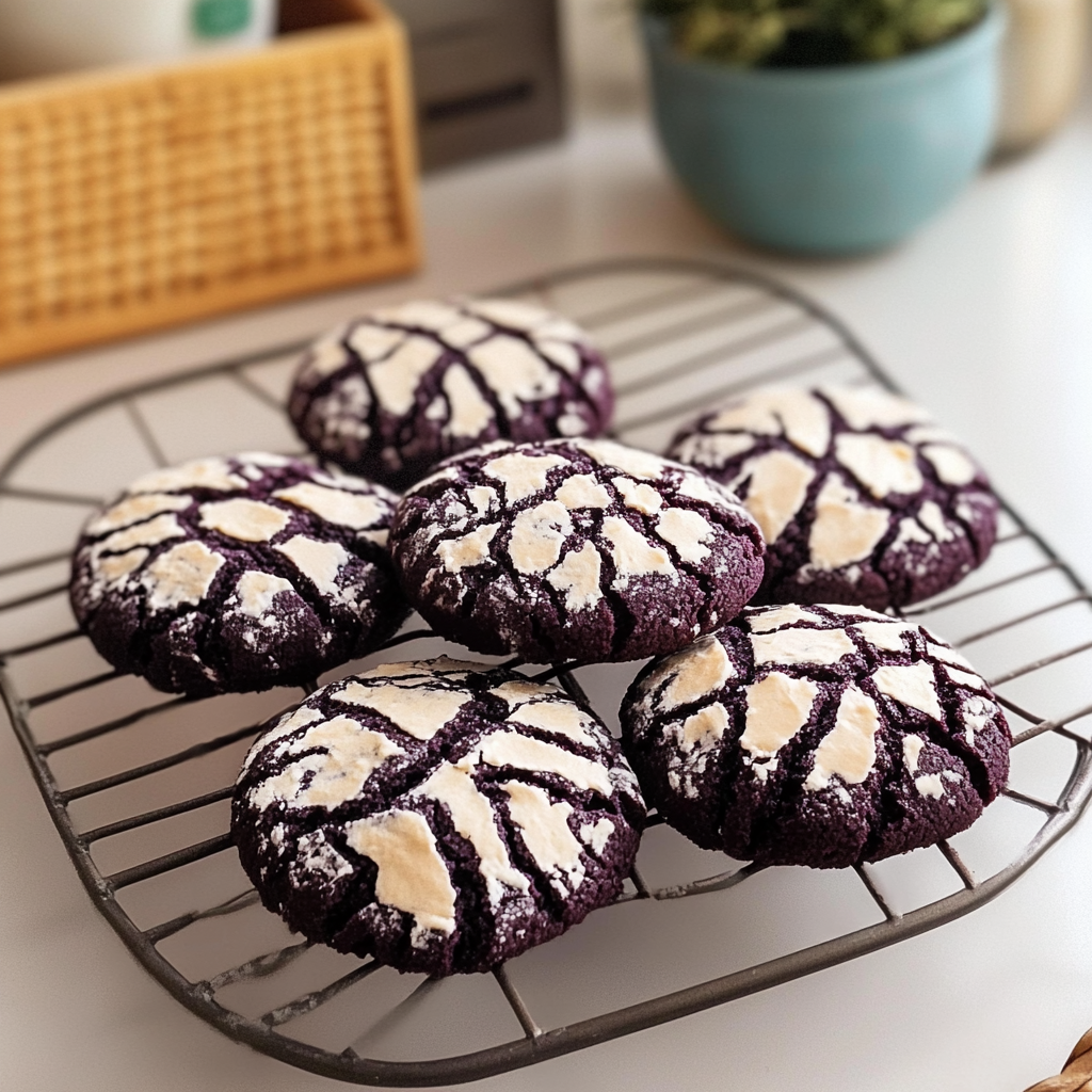 Christmas Ube Crinkle Cookies